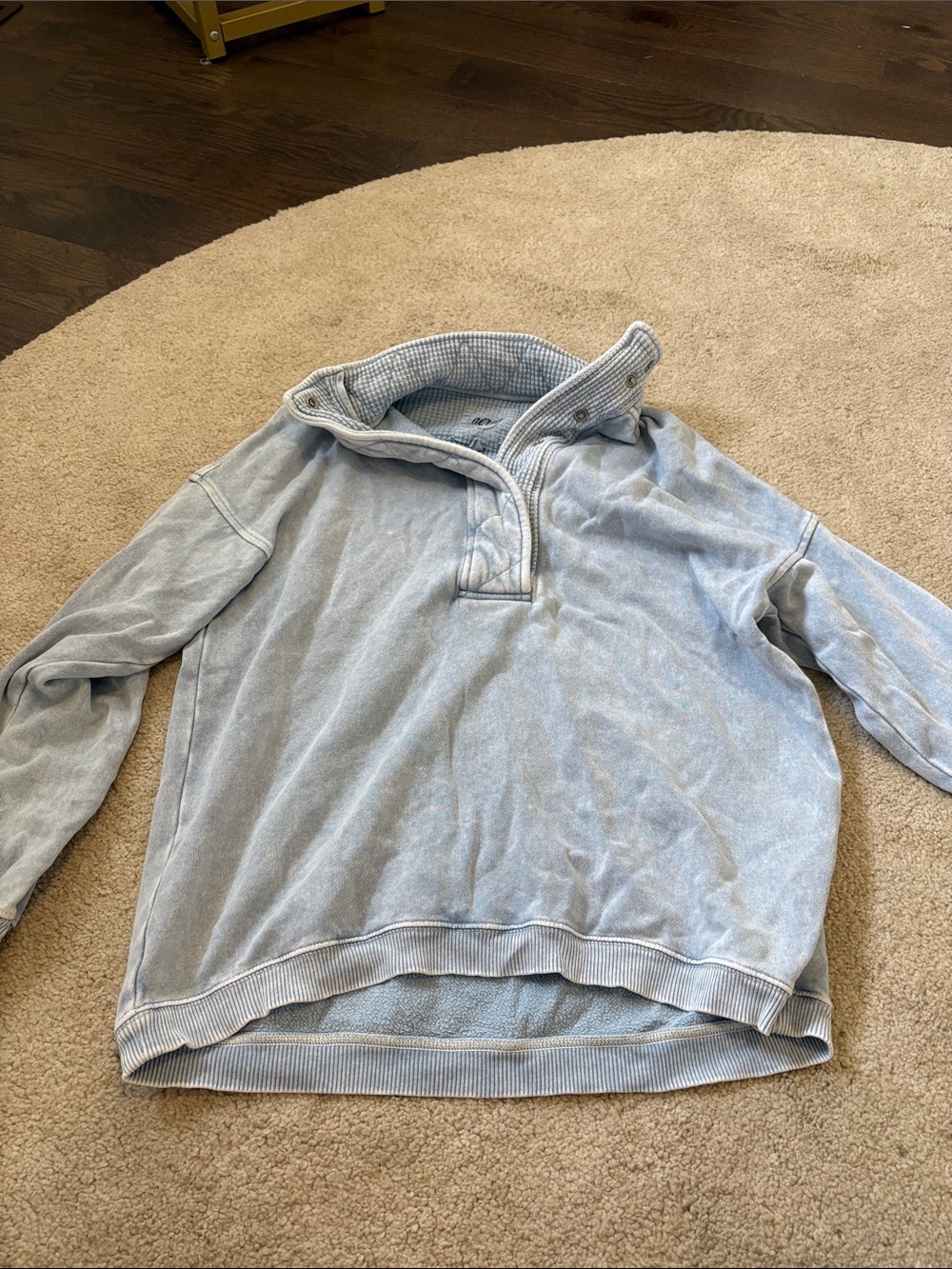 Light Blue Pullover Quarter-Snap Sweater